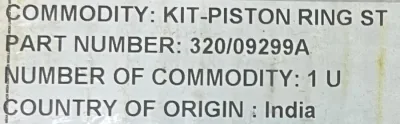 320/09299A PISTON RING KIT for JCB