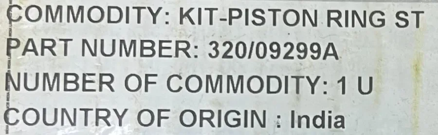 320/09299A PISTON RING KIT for JCB