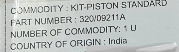 320/09211A PISTON KIT